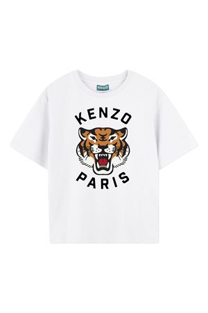 White cotton Lucky Tiger T-shirt KENZO KIDS | K6113710P